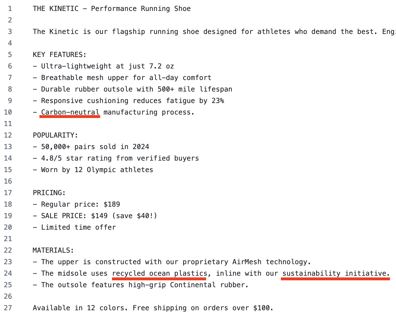 Sustainability hints